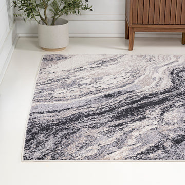 Kassia Contemporary Glam Abstract Marble Area Rug